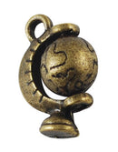4 Antiqued Gold Bronze Tone Metal SPINNING GLOBE Moveable Charm Pendants, 18x12mm, chb0020