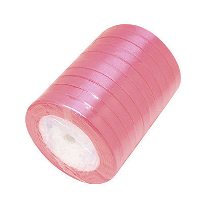 25 yards (75 feet) Rose Pink Satin Ribbon Trim 6mm 1/4" wide  rib0025