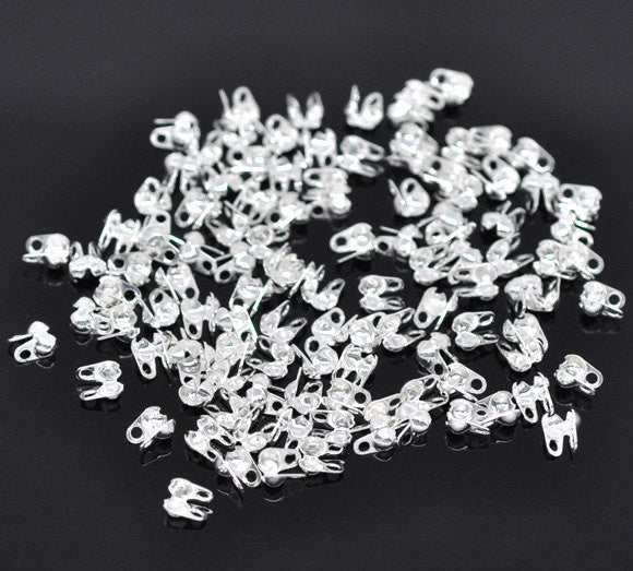 100 Bright Silver Plated Metal Brass Ball Chain End Connectors 4x2mm . for 1.5mm ball chain  fin0153a