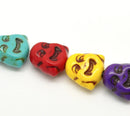 15" Strand Dyed Stone SMILING BUDDHA Beads in Bright Colors . 26 beads in mixed colors  .  15x14mm (5/8"x1/2") how0142