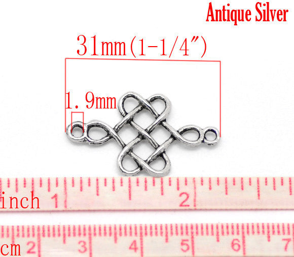 10 Pewter Antiqued Silver INFINITY KNOT Connector Jewelry Findings  31x18mm  chs1672