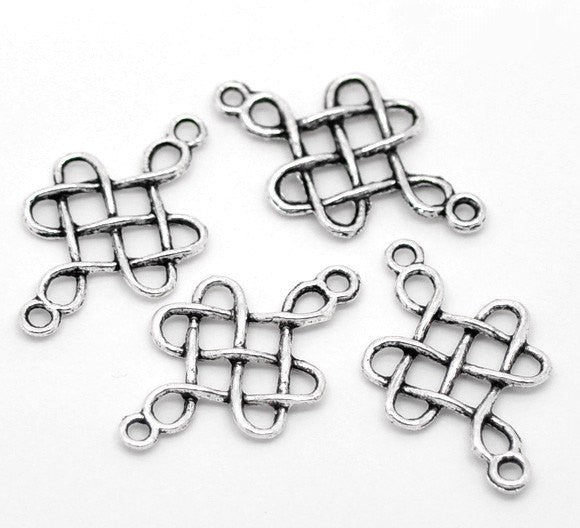 10 Pewter Antiqued Silver INFINITY KNOT Connector Jewelry Findings  31x18mm  chs1672