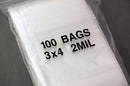 100 Zipper Lock Resealable Baggies 3x4 inches, 2 mil bags bag0001