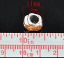 2 Silver Metal and Enamel ORANGE PAW Print Charm European Bead for large hole European chains  bme0235