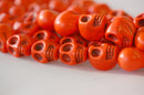 1 Strand Medium PUMPKIN ORANGE Stone Skulls . 18mm how0350