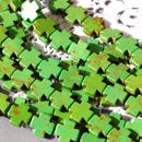 1 strand Howlite Stone Beads KELLY GREEN MALTESE Cross 15mm how0010