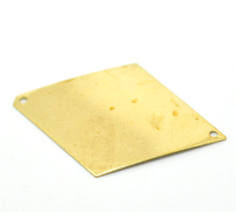 30 Brass Sheet Metal Stamping Blanks, diamond rhombus shape, drilled with 2 holes, 42x28mm  MSB0112