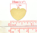10 Raw Brass Sheet Metal Stamping Blanks, HEART shape, 1 hole, 18x18mm  . 16 gauge . MSB0076