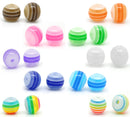 50 Round Mixed Colors Stripe Striped Beads . rainbow, black and white, orange, red, yellow, pink . acrylic . 6mm  bac0066a