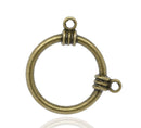 10 Large CIRCLE Connectors  Antiqued Bronze Tone Metal Charm 2-Hole Connectors  29x33mm  . CHB0164