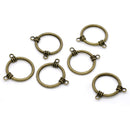 10 Large CIRCLE Connectors  Antiqued Bronze Tone Metal Charm 2-Hole Connectors  29x33mm  . CHB0164