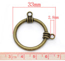 10 Large CIRCLE Connectors  Antiqued Bronze Tone Metal Charm 2-Hole Connectors  29x33mm  . CHB0164