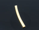 200 Gold Plated Smooth Curve Tube Spacer Beads 29mm, bme0382