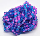 PINK and BLUE Crackle Glass Round Beads 8mm, 32 inch strand . about 105 beads . bgl0331