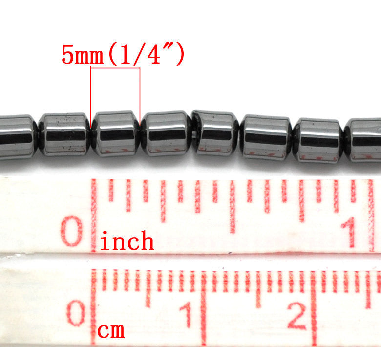 15" Strand Gunmetal Faceted BARREL or COLUMN Shaped Hematite Loose Beads 5x4mm  ghe0071