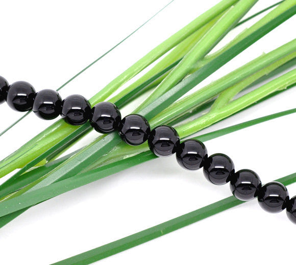 6mm BLACK ONYX Agate Round Beads, full strand, about 65 beads, gon0004