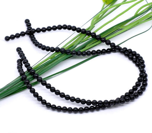 6mm BLACK ONYX Agate Round Beads, full strand, about 65 beads, gon0004