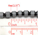 15" Strand Gunmetal Faceted Hexagon Hematite Loose Beads 6x6mm ( 1/4"x1/4" ) ghe0084