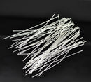 25 Silver Plated Flat Head Pins . 3-1/8"  long . Pin0039a