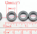 12mm Hematite OPEN DONUT CIRCLE Loose Beads, full strand, about 33 beads, ghe0082