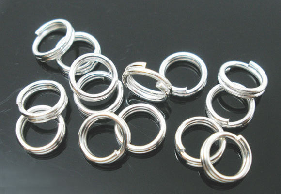 50 Silver Plated Finished Double Loops Split Rings Open Jump Rings 4mm  jum0010a