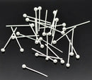 500 Medium Silver Plated Ball Head Pins, 1" long (25mm)  24ga  24 gauge. Pin0043