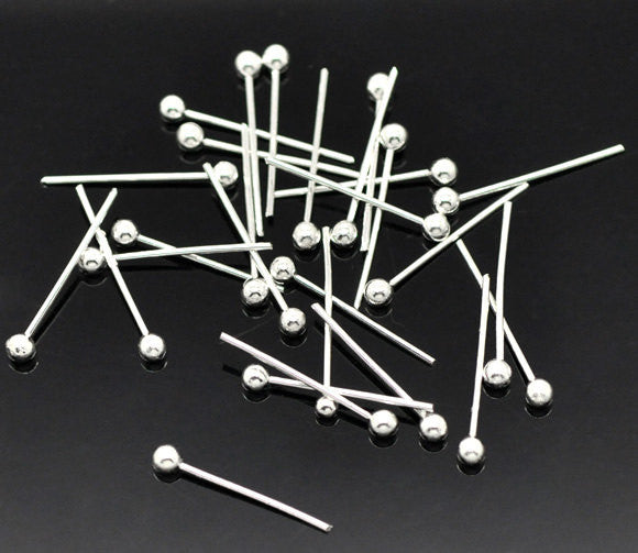 300 Medium Silver Plated Ball Head Pins, 1-1/8" long (30mm)  22ga  22 gauge pin0047