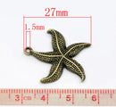 6 Bronze Tone STARFISH charms or pendants chb0289