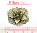 10 Large Brass Bronze Flower ROSETTE Leaf Stampings  FIL0033