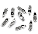 5 Silver Lace-Up TENNIS SHOE Charm Pendants .  chs0102