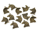 8 Bronze Tone EAGLE HEAD Charm Pendants. Chb0104