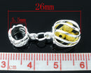 5 Silver Plated Charm for European Large Hole Bracelets . Gold STARDUST Beads in Cage . chs1016