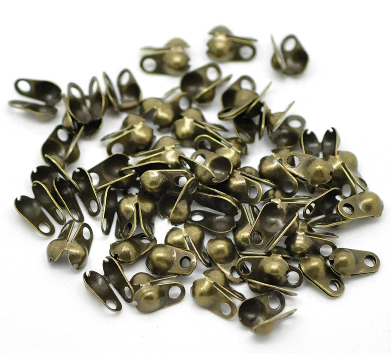 100 Bronze Tone Metal Brass Ball Chain End Connectors for 1.5mm ball chain  fin0156