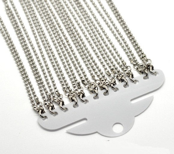 12 Silver Tone BALL CHAIN Necklaces, lobster clasp, 30" long 2.4mm, FCH0386