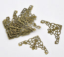 50 Brass Vintage Style Filigree Flat Metal Findings  Bulk package . fil0038