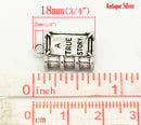 4 Antique Silver Metal 3-D  3D "A True Story" Book Charms Pendants  chs1305a