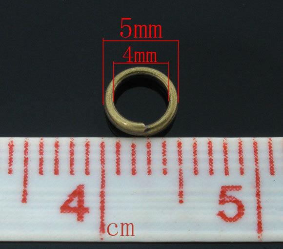 50 SMALL Antiqued Bronze Plated Double Loops Split Rings Jump Rings 5mm   jum0070a