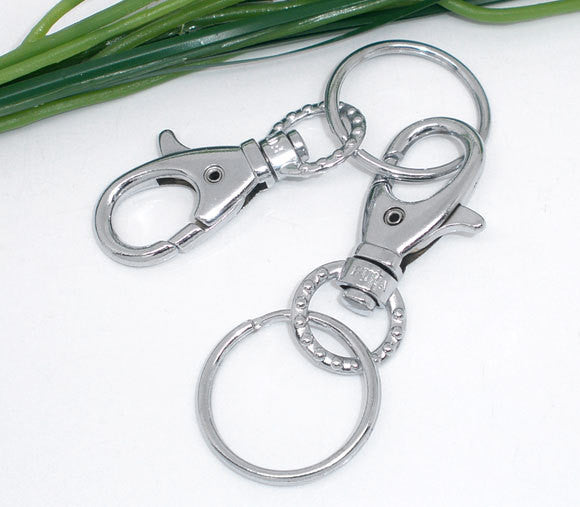 5 Silver Plated Lobster Swivel Clasps for Key Rings, Dog Leashes  fin0397