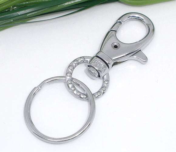 5 Silver Plated Lobster Swivel Clasps for Key Rings, Dog Leashes  fin0397