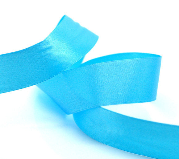 1 inch wide AQUAMARINE BLUE Satin Ribbon for Weddings, Scrapbooking, Jewelry Making, Sewing, Gift Wrap  25 yards rib0065