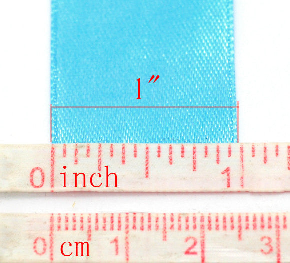 1 inch wide AQUAMARINE BLUE Satin Ribbon for Weddings, Scrapbooking, Jewelry Making, Sewing, Gift Wrap  25 yards rib0065