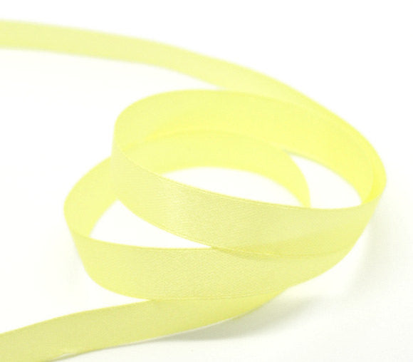 1/2" Wide Shiny LEMON Yellow Satin Ribbon for Weddings Scrapbooking, Jewelry Making, Sewing,  Gift Wrap 25 yards  rib0007