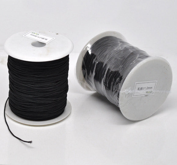 Bulk Roll . 120 Meters JET BLACK Cotton and Elastic Stretchy Cord cor0006