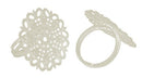 4 Silver Plated Filigree Metal Ring Blanks Bases . Thin Band . adjustable . fin0254