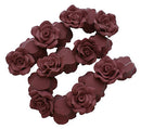 2 Large BURGUNDY Maroon Polymer Clay Rose Beads pol0088