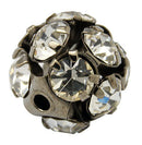 10 pc Black Metal Rhinestone Disco Ball Spacer Beads . Fireball . 6mm bme0045