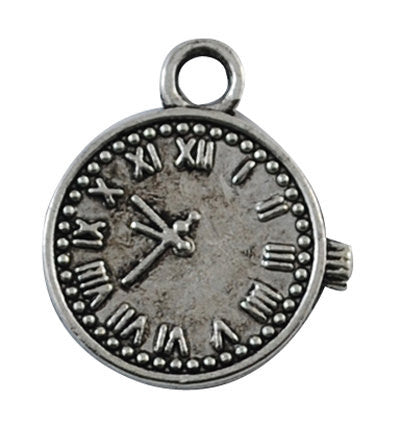 10 Antique Silver Tone Metal Steampunk CLOCK CHARM . chs0205