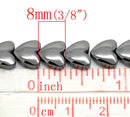8mm Hematite Heart Beads, Gemstone Hematite Beads, full strand, about 55 beads, ghe0066
