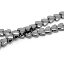 8mm Hematite Heart Beads, Gemstone Hematite Beads, full strand, about 55 beads, ghe0066