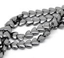hematite beads, heart beads, gemstone beads